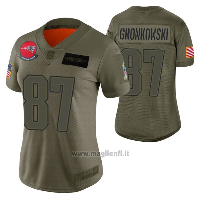 Maglia NFL Limited Donna New England Patriots Rob Gronkowski 2019 Salute To Service Verde